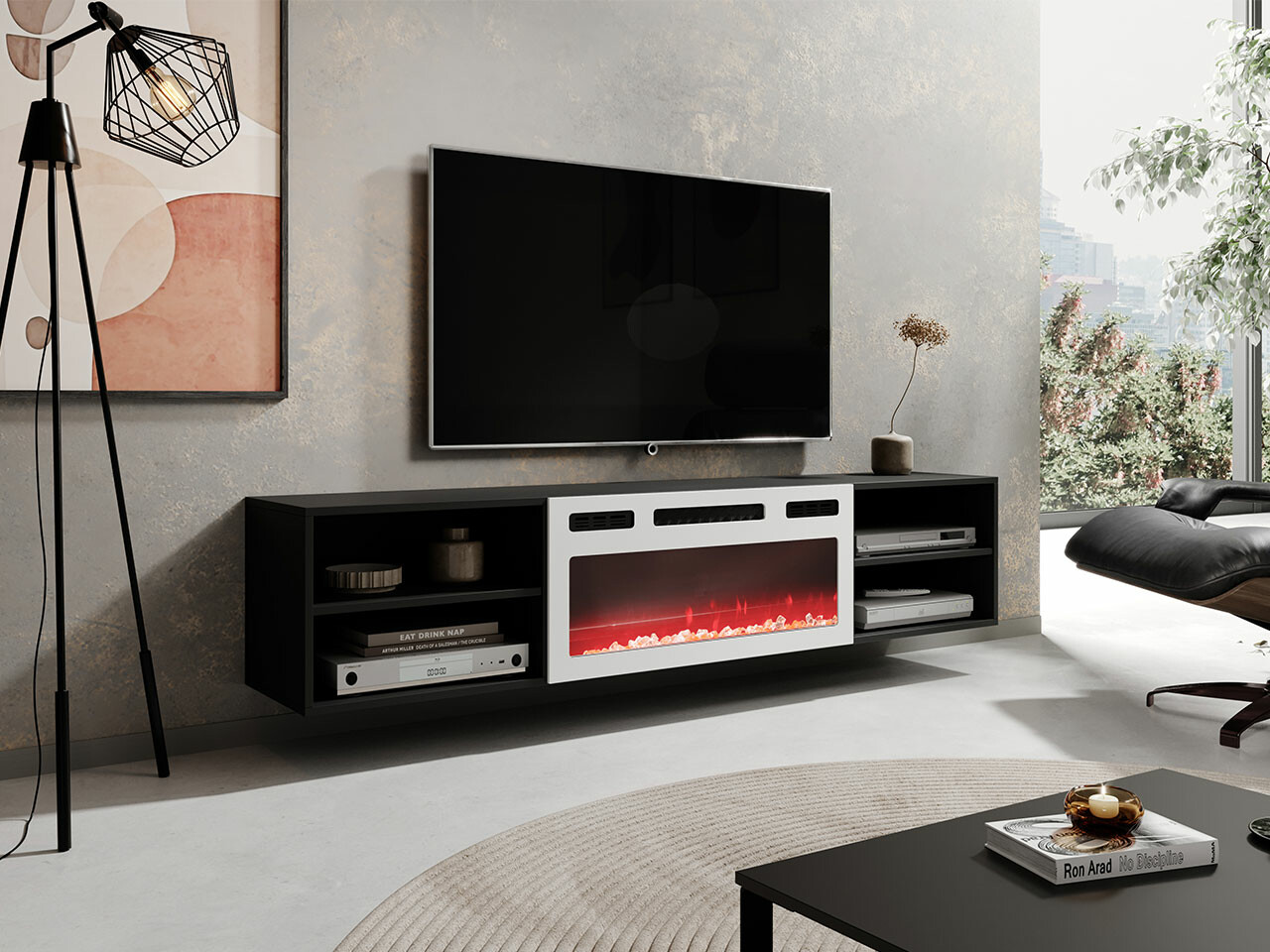 Móvel de TV Charlotte 190 (Preto + Branco)