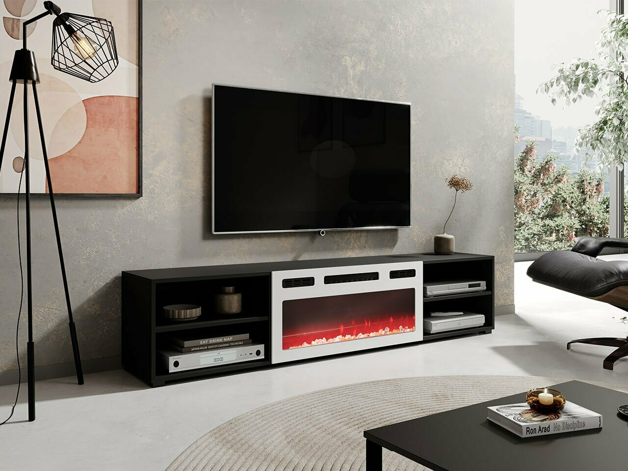 Móvel de TV Charlotte 190 (Preto + Branco)