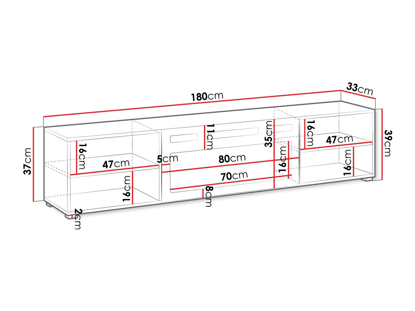 Móvel de TV Charlotte 190 (Preto)