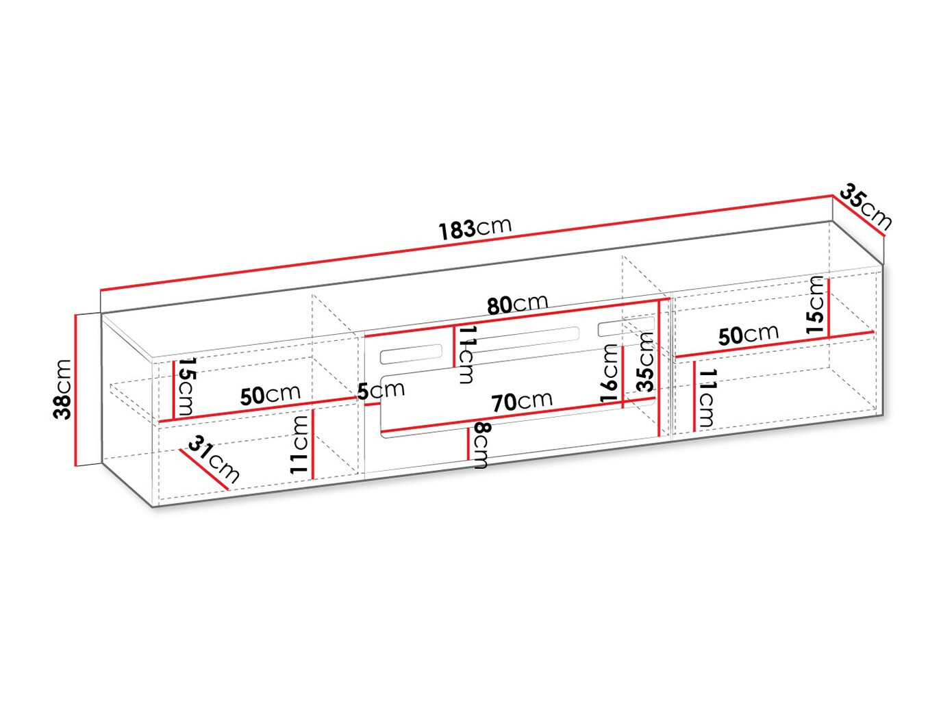 Móvel de TV Charlotte 192 (Preto)