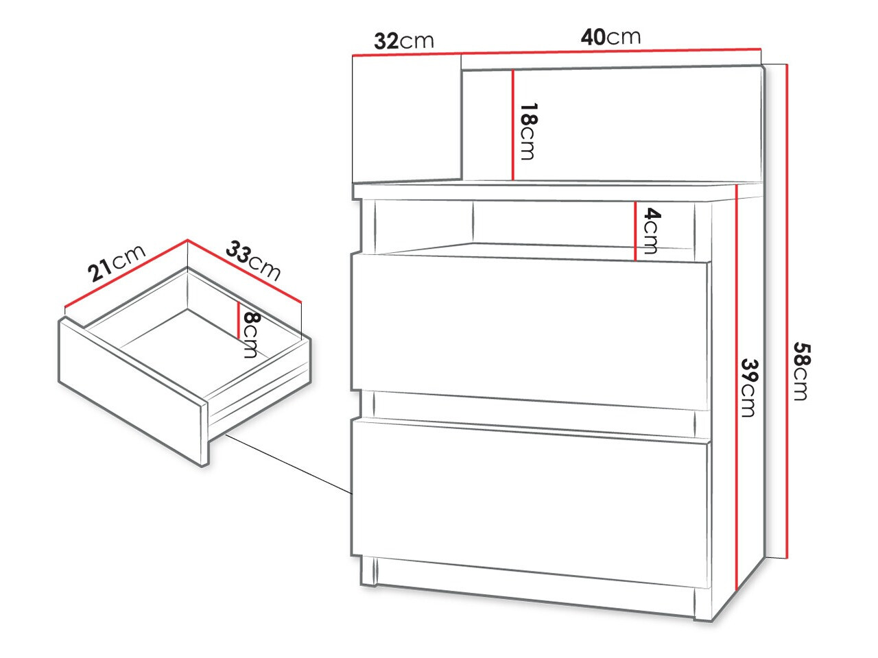 Mesa de cabeceira Comfivo Structor (Branco)