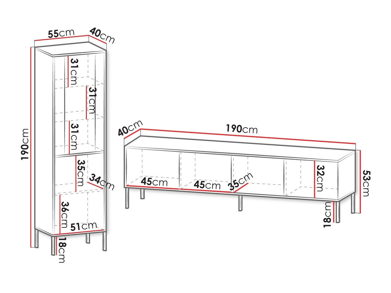 Conjunto para sala de estar Verteni 108 (Branco)