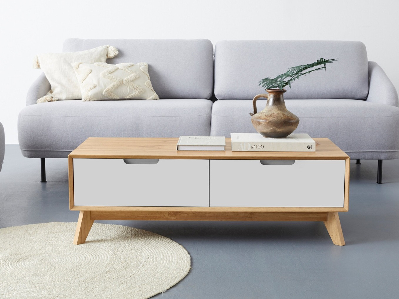 Mesa de centro Dorvou 103 (Branco + Carvalho)