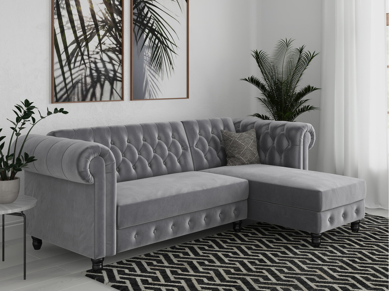 Chesterfield sofá de canto Tulsa 622 (Cinzento claro)