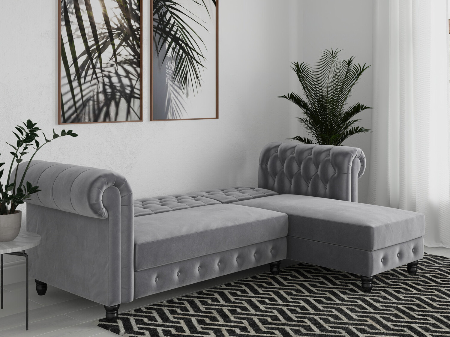 Chesterfield sofá de canto Tulsa 622 (Cinzento claro)