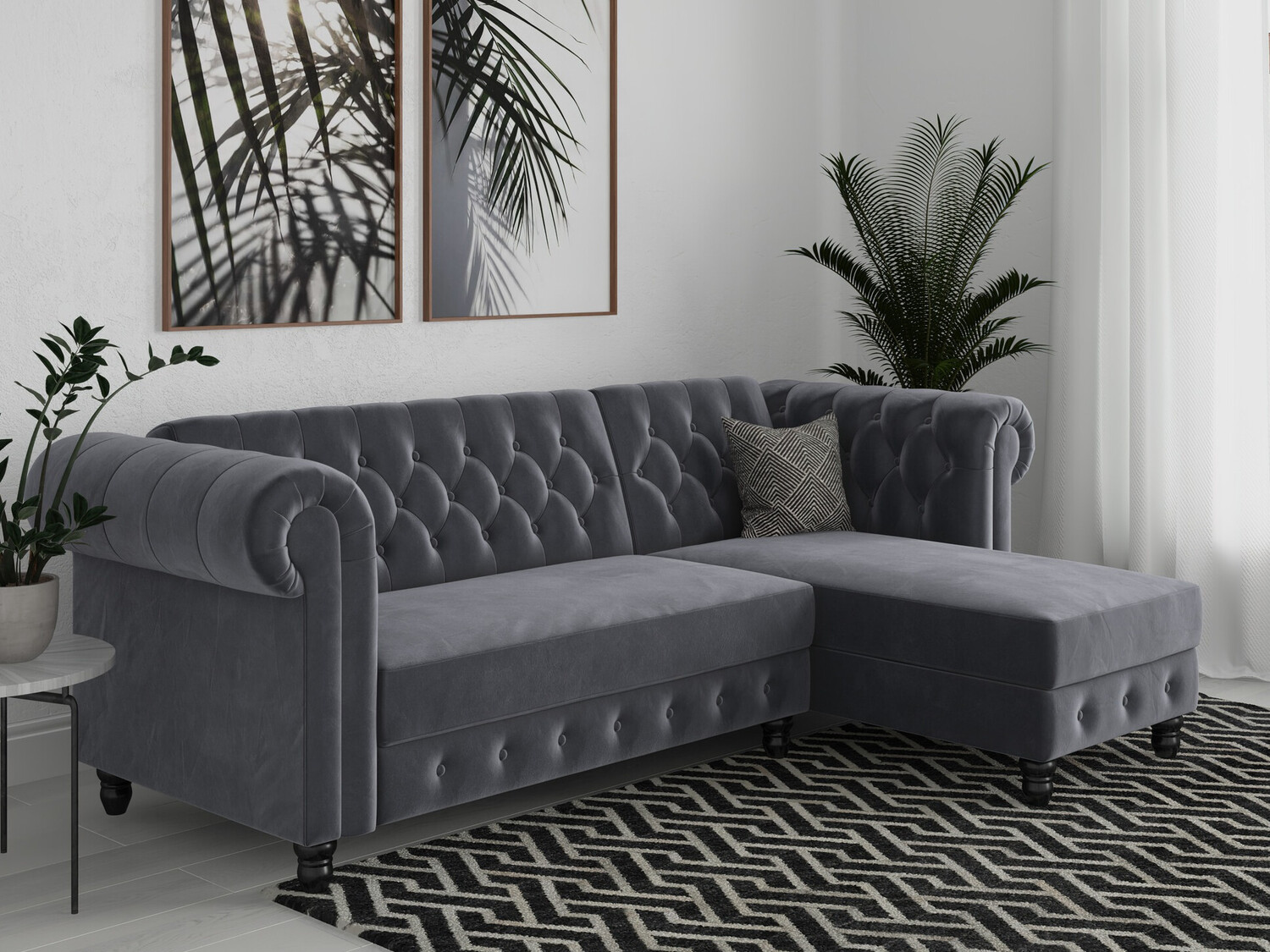 Chesterfield sofá de canto Tulsa 622 (Cinzento)