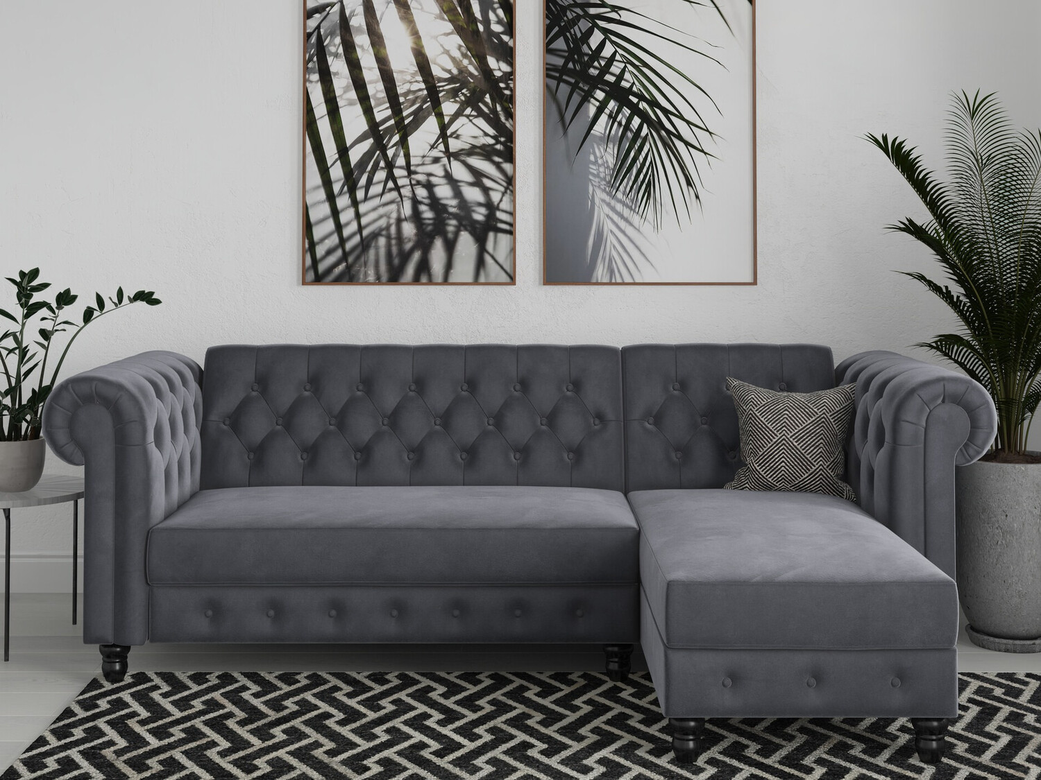 Chesterfield sofá de canto Tulsa 622 (Cinzento)