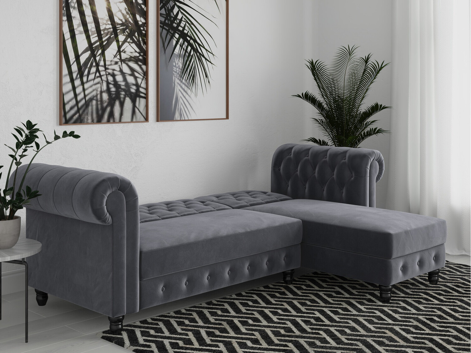 Chesterfield sofá de canto Tulsa 622 (Cinzento)