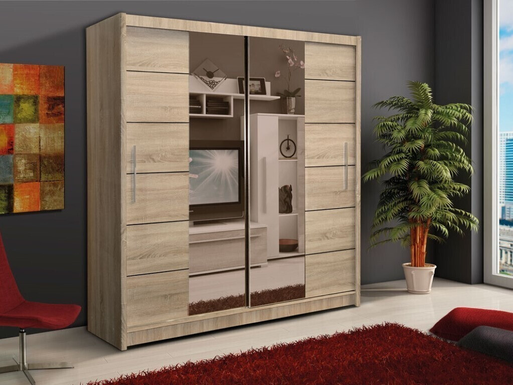 Roupeiro Honolulu 193 (Carvalho sonoma + espelho tingido)