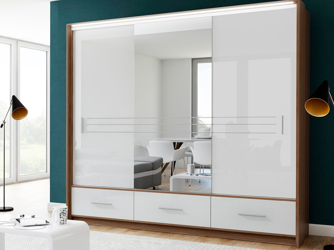 Roupeiro Honolulu 202 (Branco brilhante + Ameixa)