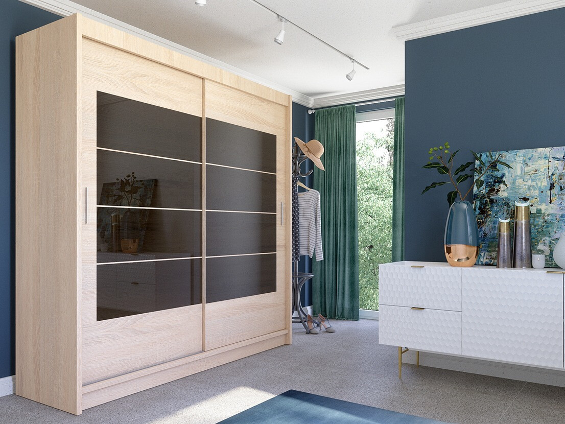 Roupeiro Honolulu 205 (Carvalho sonoma + Preto)