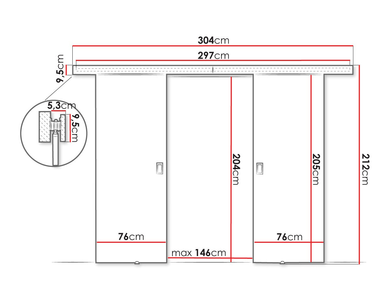 Porta de correr Dover 199 (Carvalho sonoma)