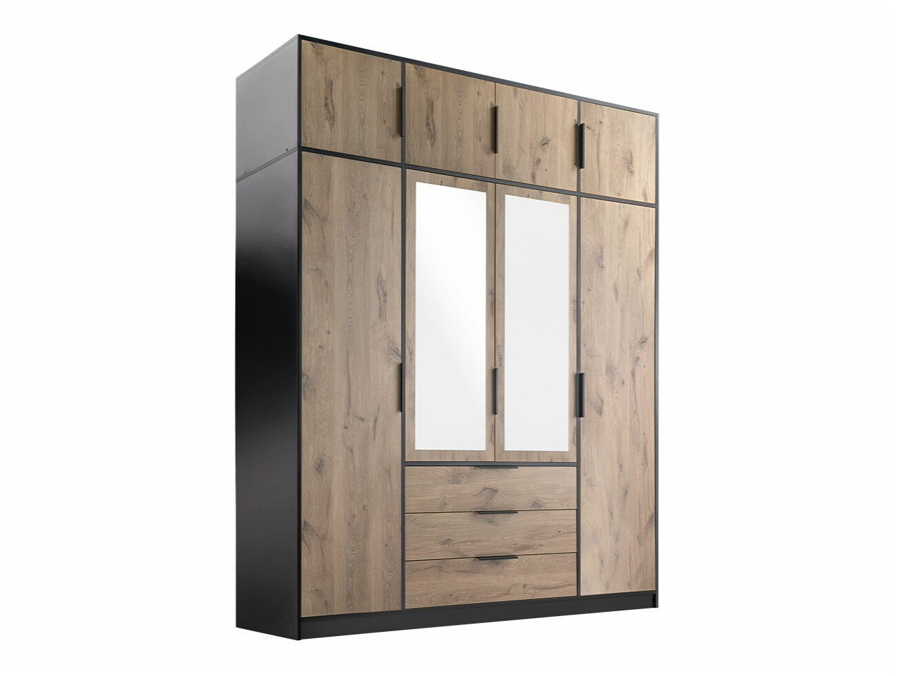 Roupeiro Ophdome 114 (Carvalho escuro + Preto)
