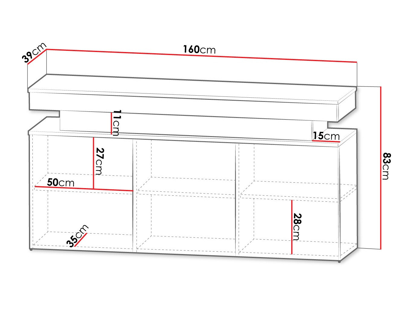 Aparador Monfero (Branco + Branco brilhante)