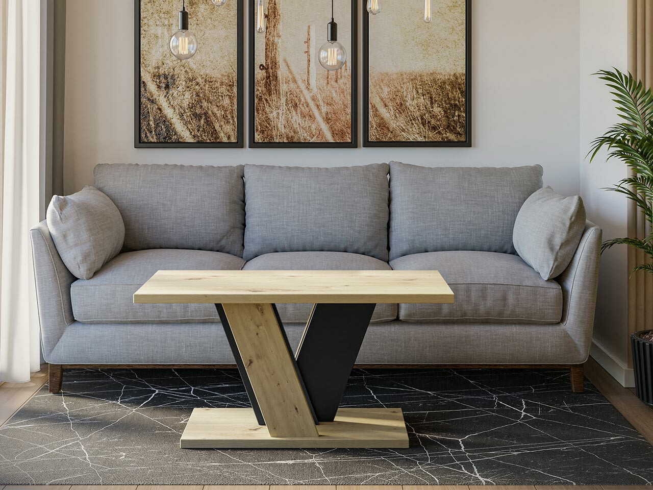 Mesa de centro Goodyear 128 (Carvalho Artisan + Preto)