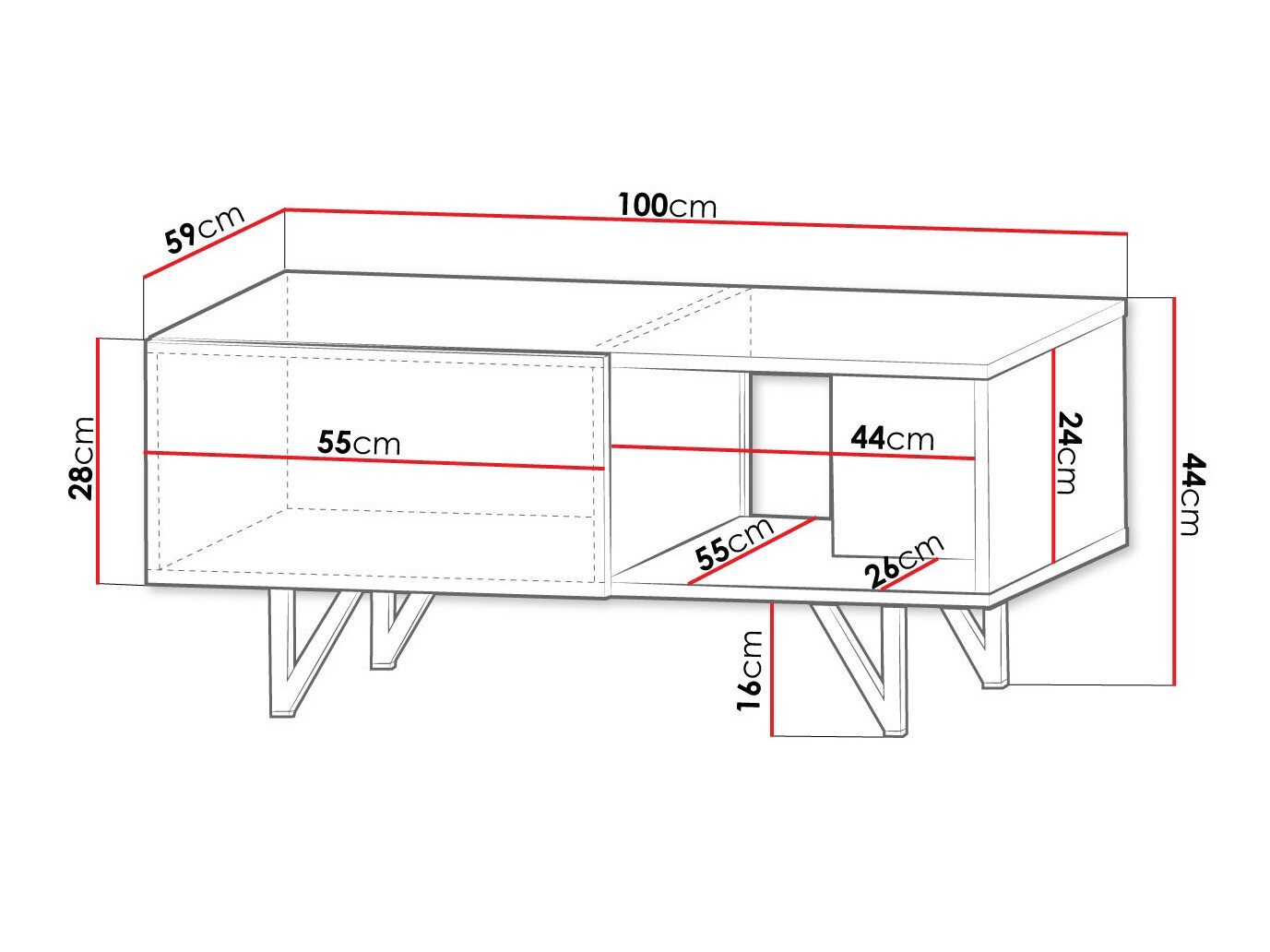 Mesa para revistas Mavmave 104 (Branco + Branco brilhante)