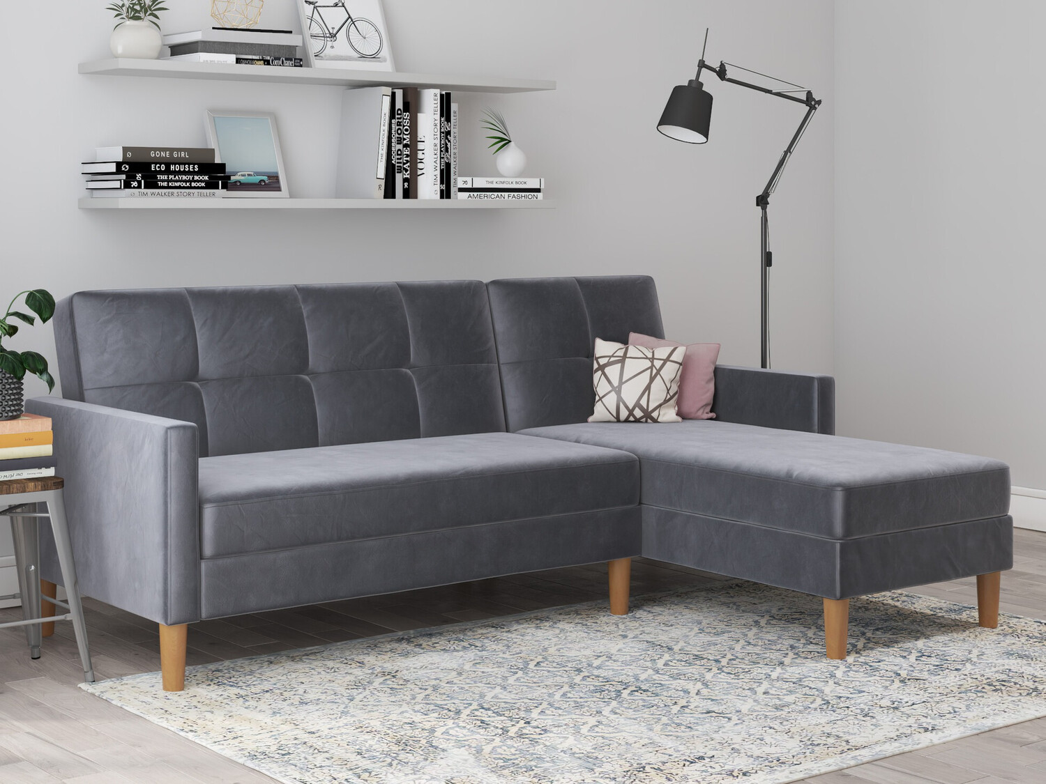 Sofá de canto Denton 1179 (Cinzento escuro)