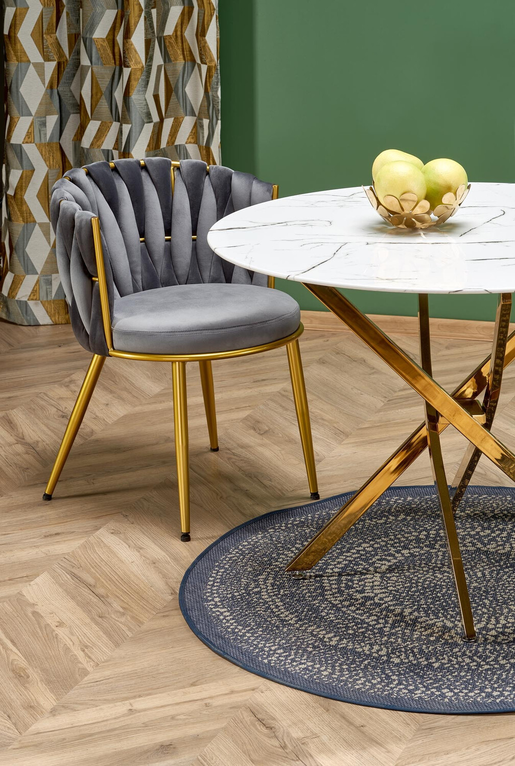 Cadeira Houston 1506 (Cinzento + Dourado)