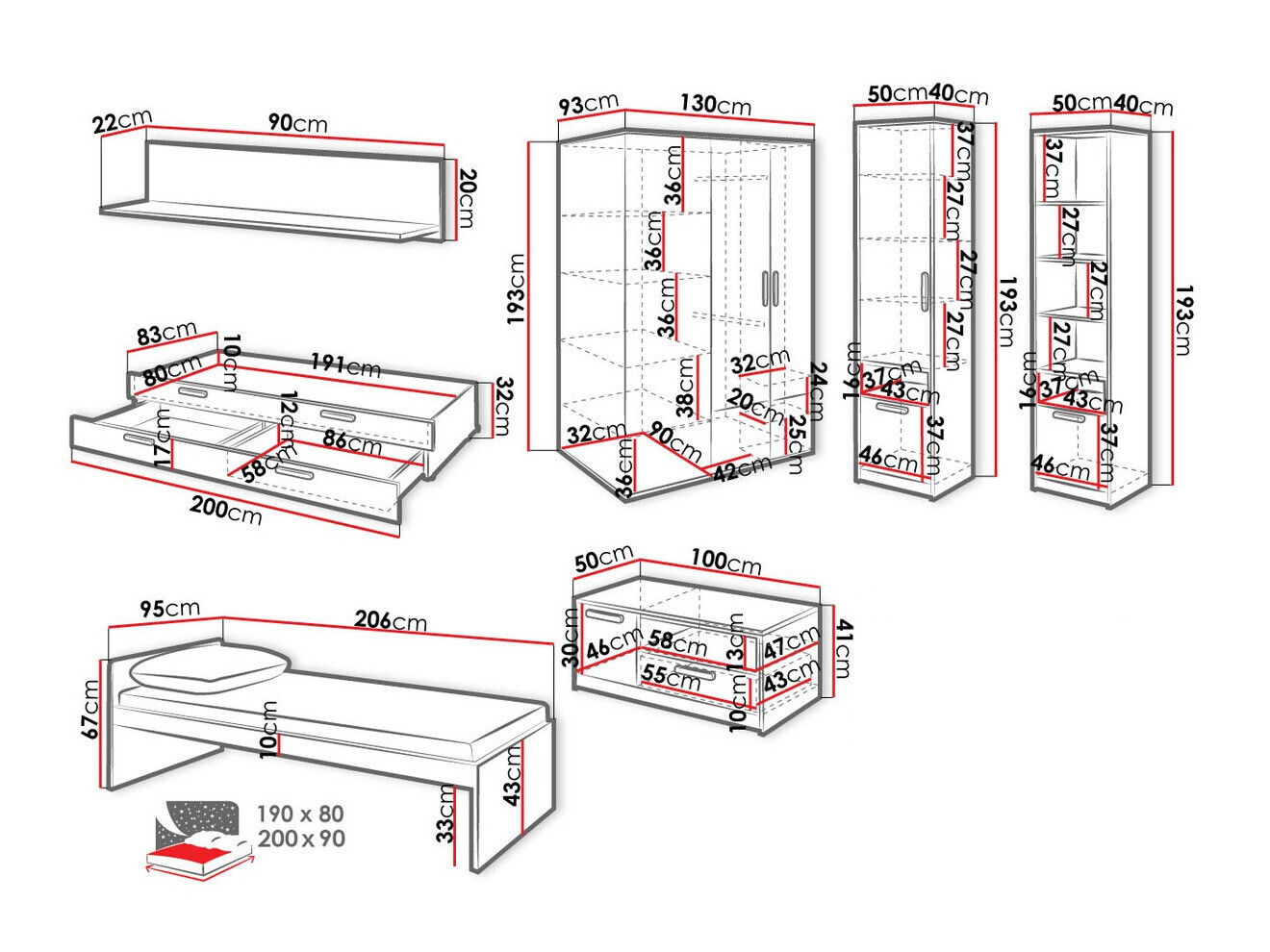Conjunto para quarto infantil Veravie 122
