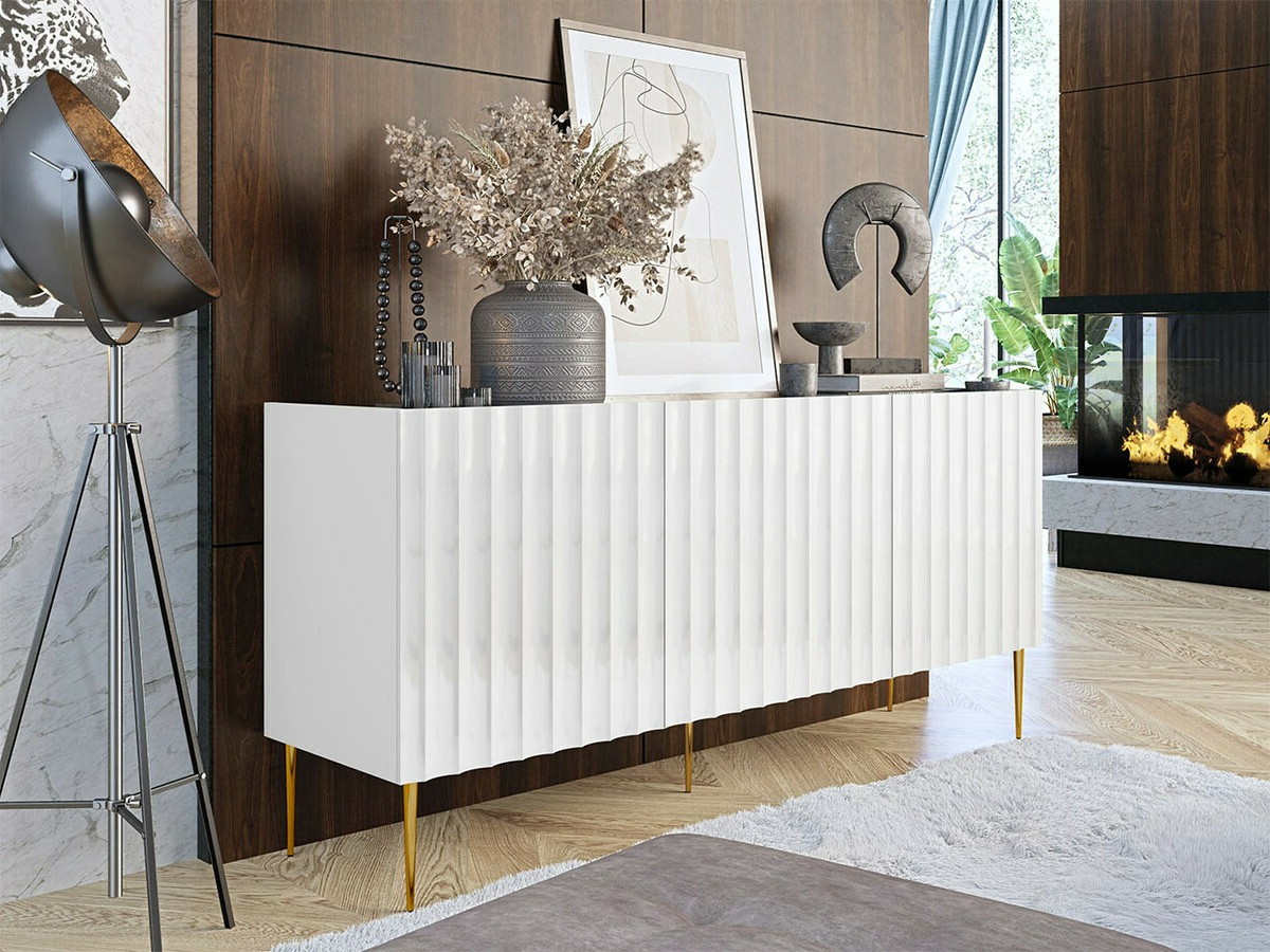 Aparador Merced B130 (Branco brilhante + Branco)