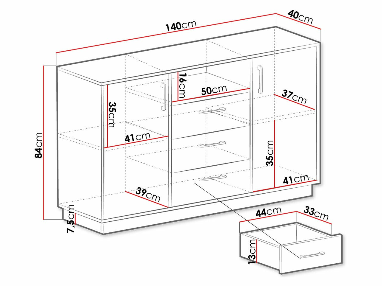 Cómoda Omaha T122 (Carvalho claro + Branco)