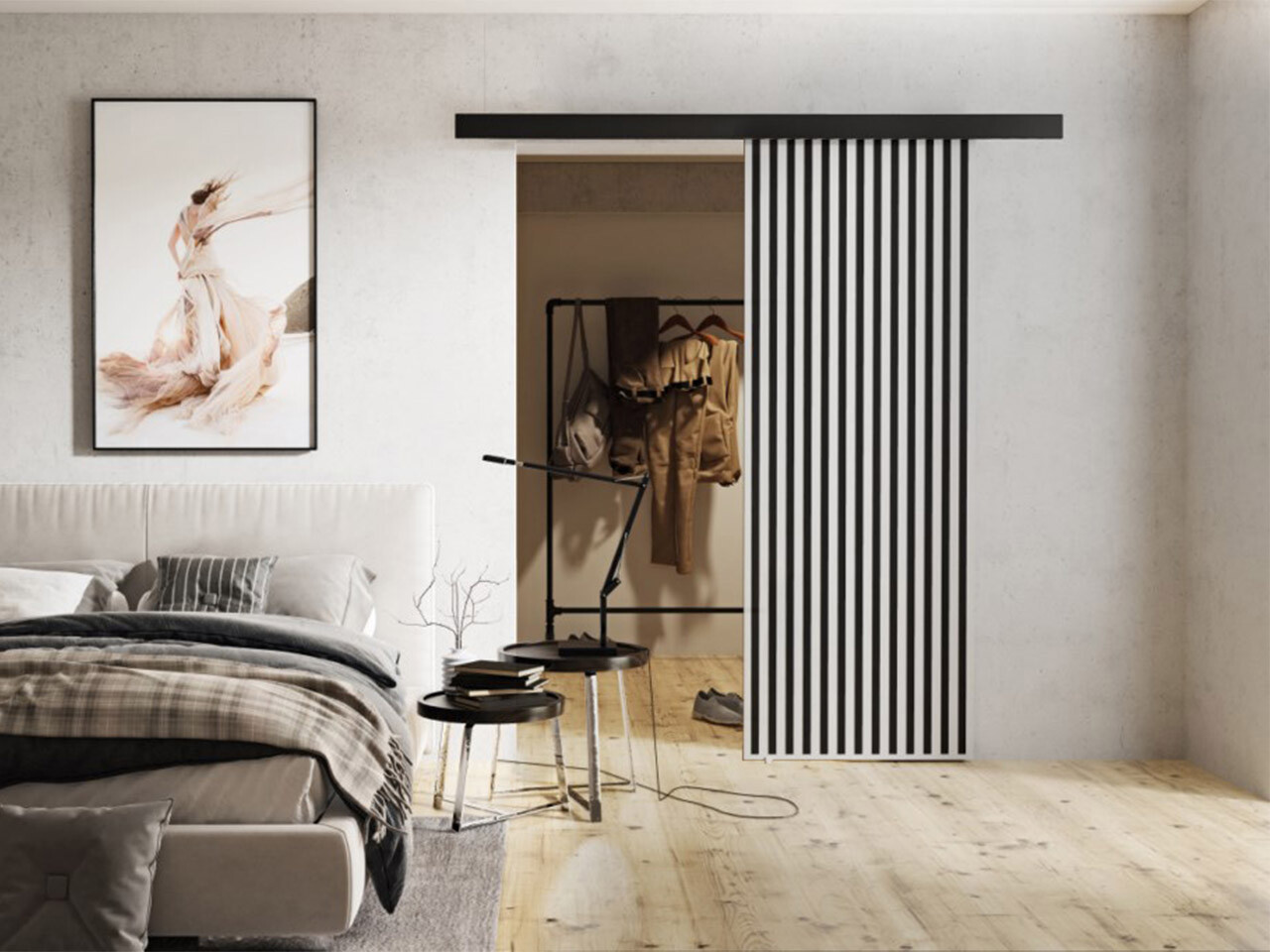 Porta de correr Dover 201 (Branco + Preto)