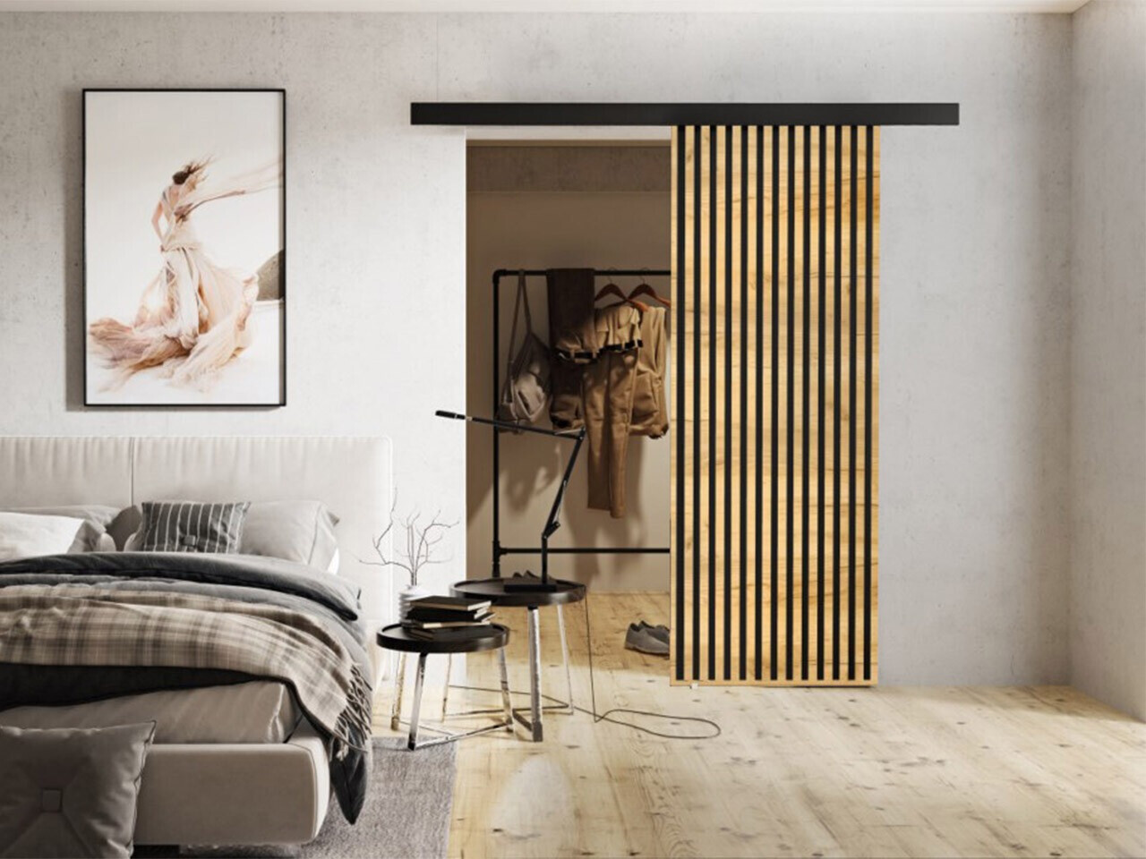 Porta de correr Dover 201 (Craft de carvalho dourado + Preto)