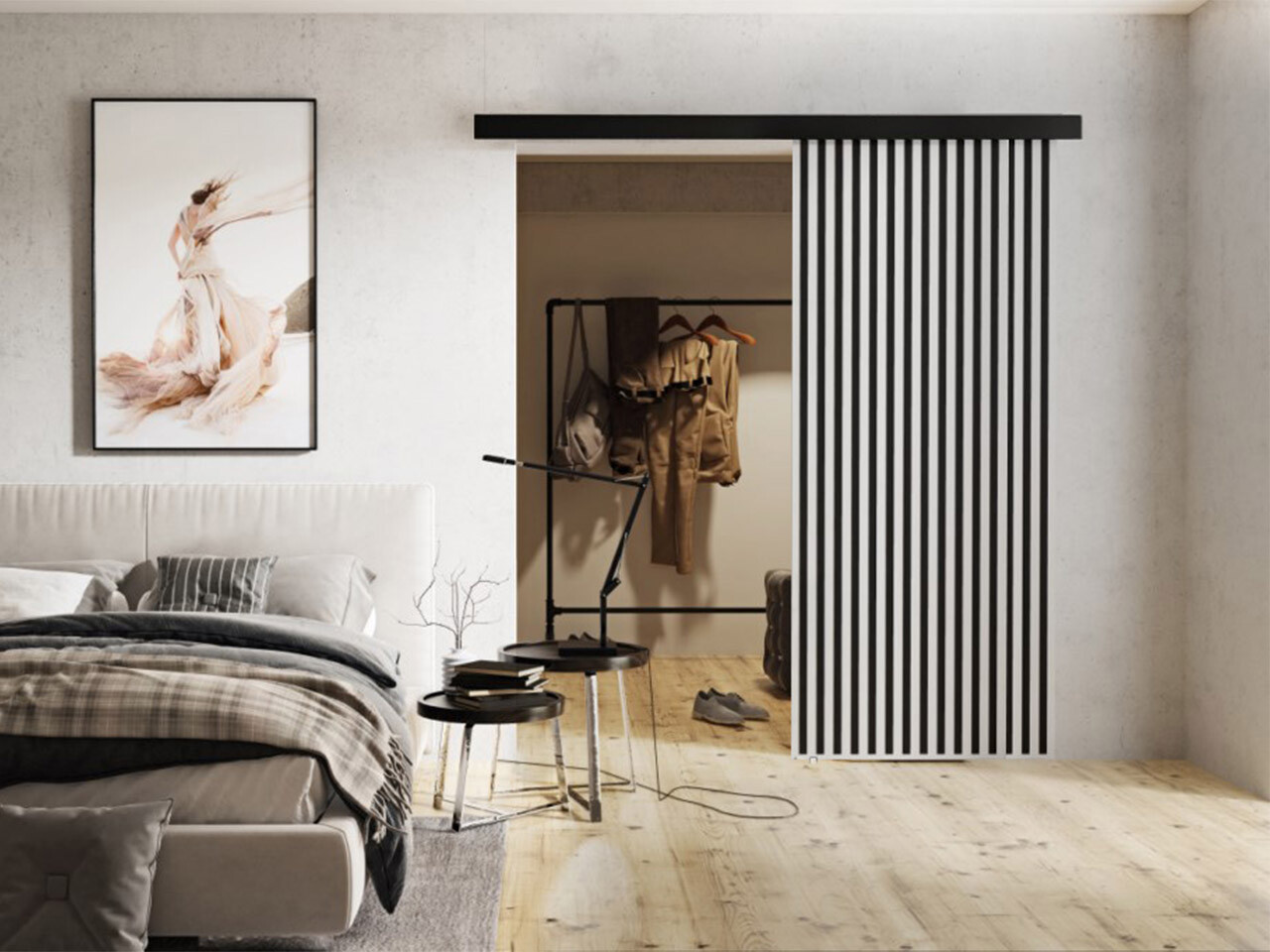 Porta de correr Dover 202 (Branco + Preto)