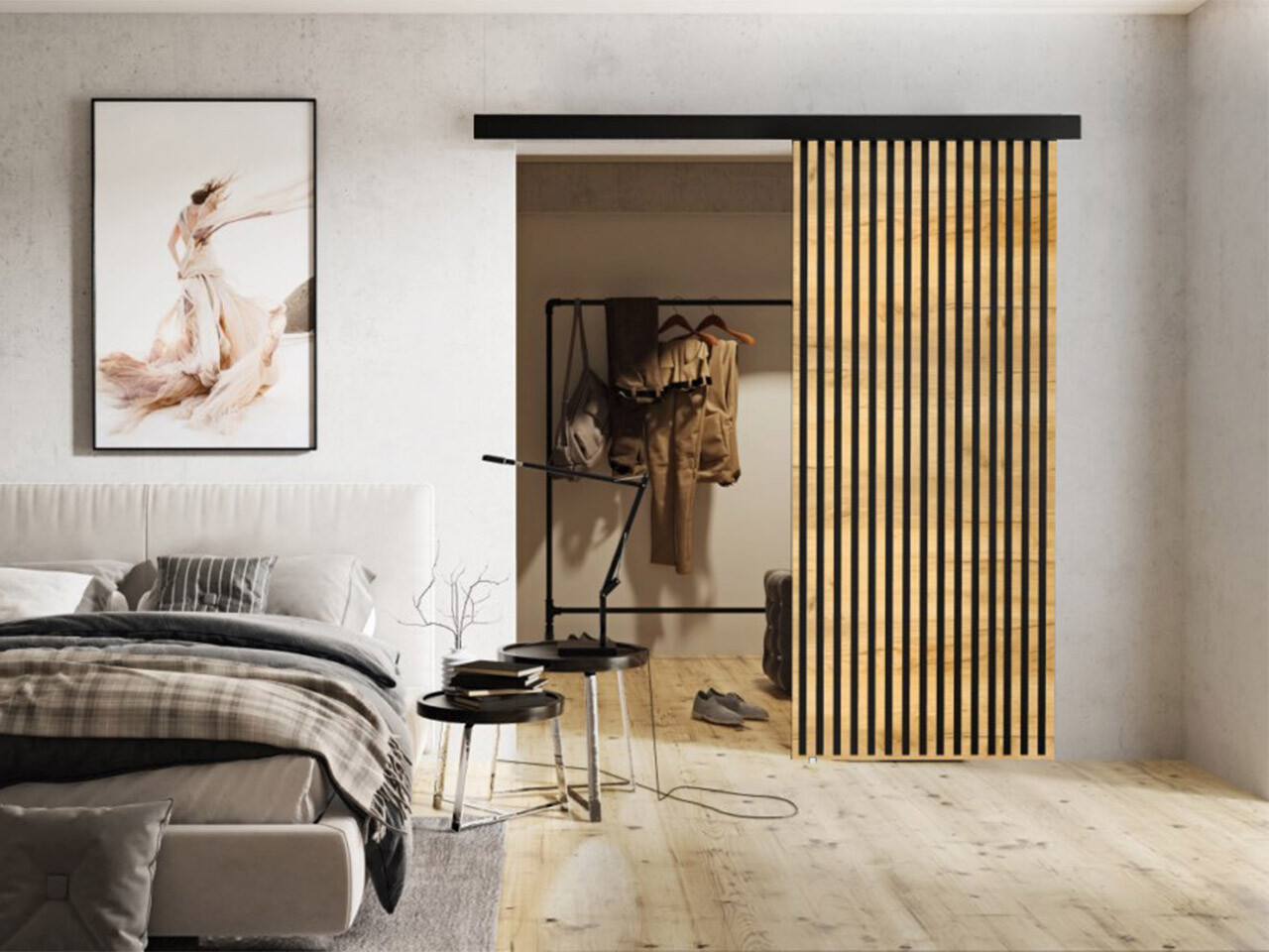 Porta de correr Dover 202 (Craft de carvalho dourado + Preto)