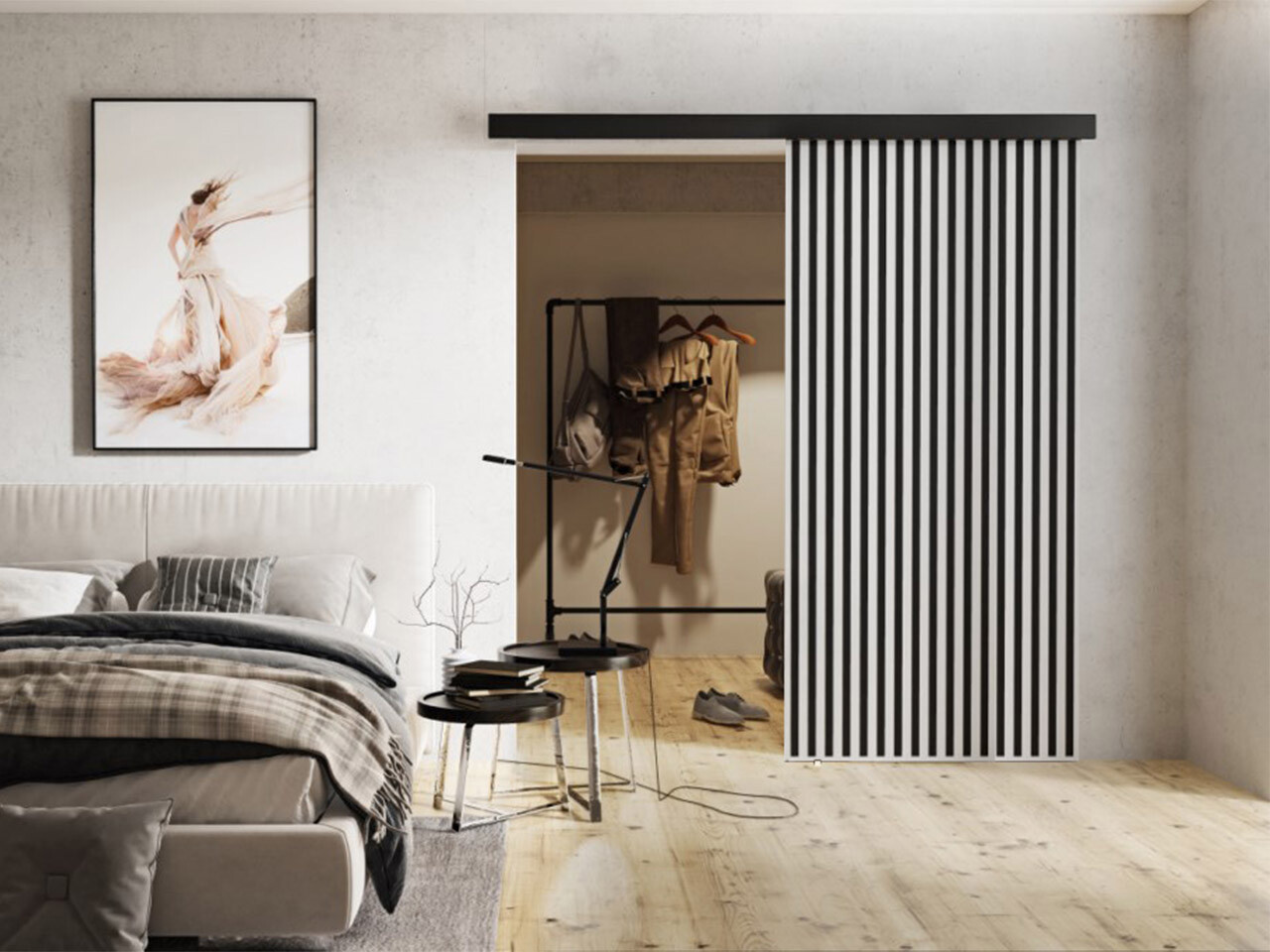 Porta de correr Dover 203 (Branco + Preto)