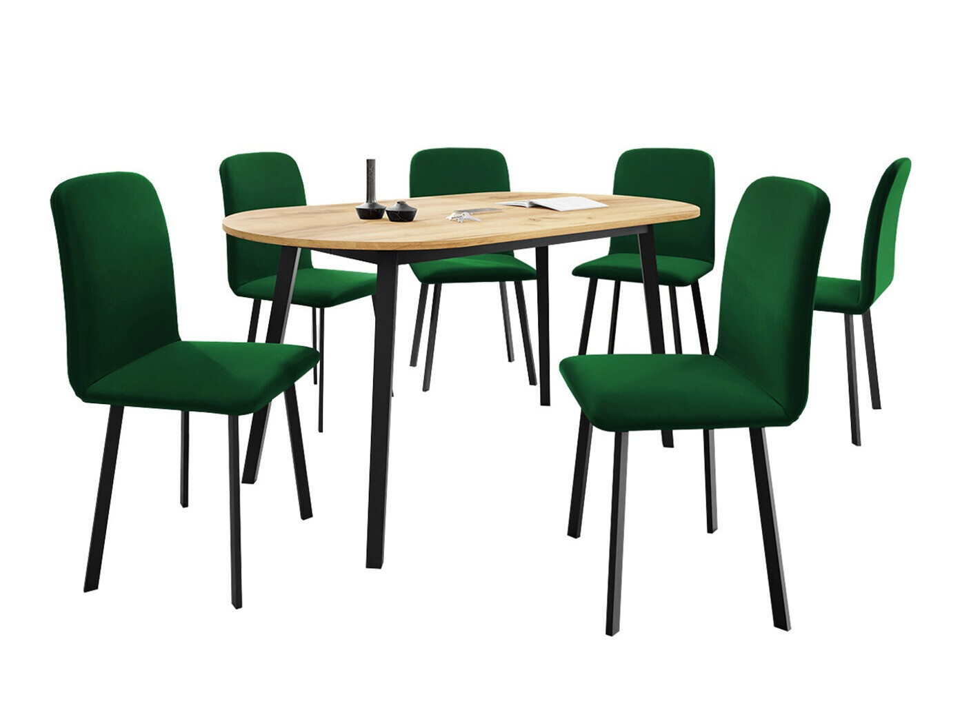 Conjunto para refeições Edmond 121 (Craft de carvalho dourado + Preto)