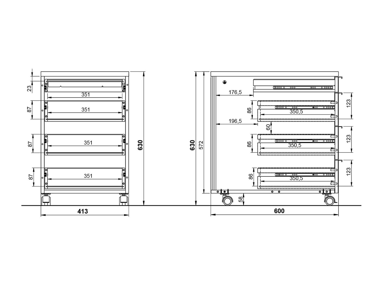 Bloco de gavetas Feltoru 107 (Verde empoeirado)