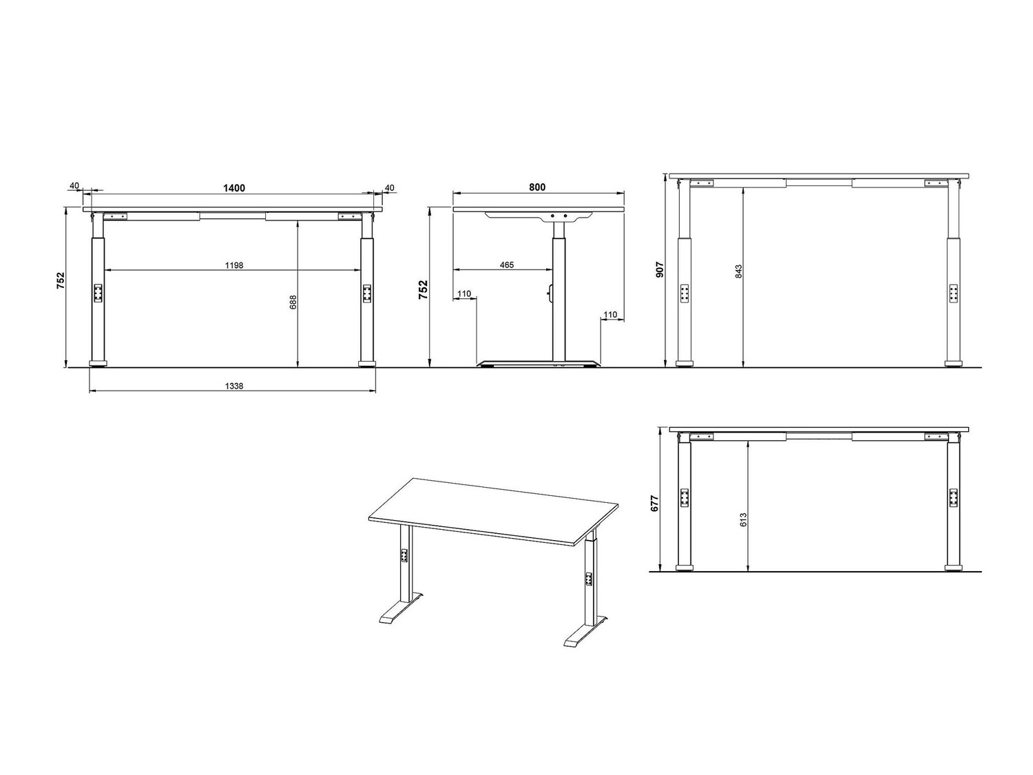 Mesa de escritório Feltoru 109 (Grafite)