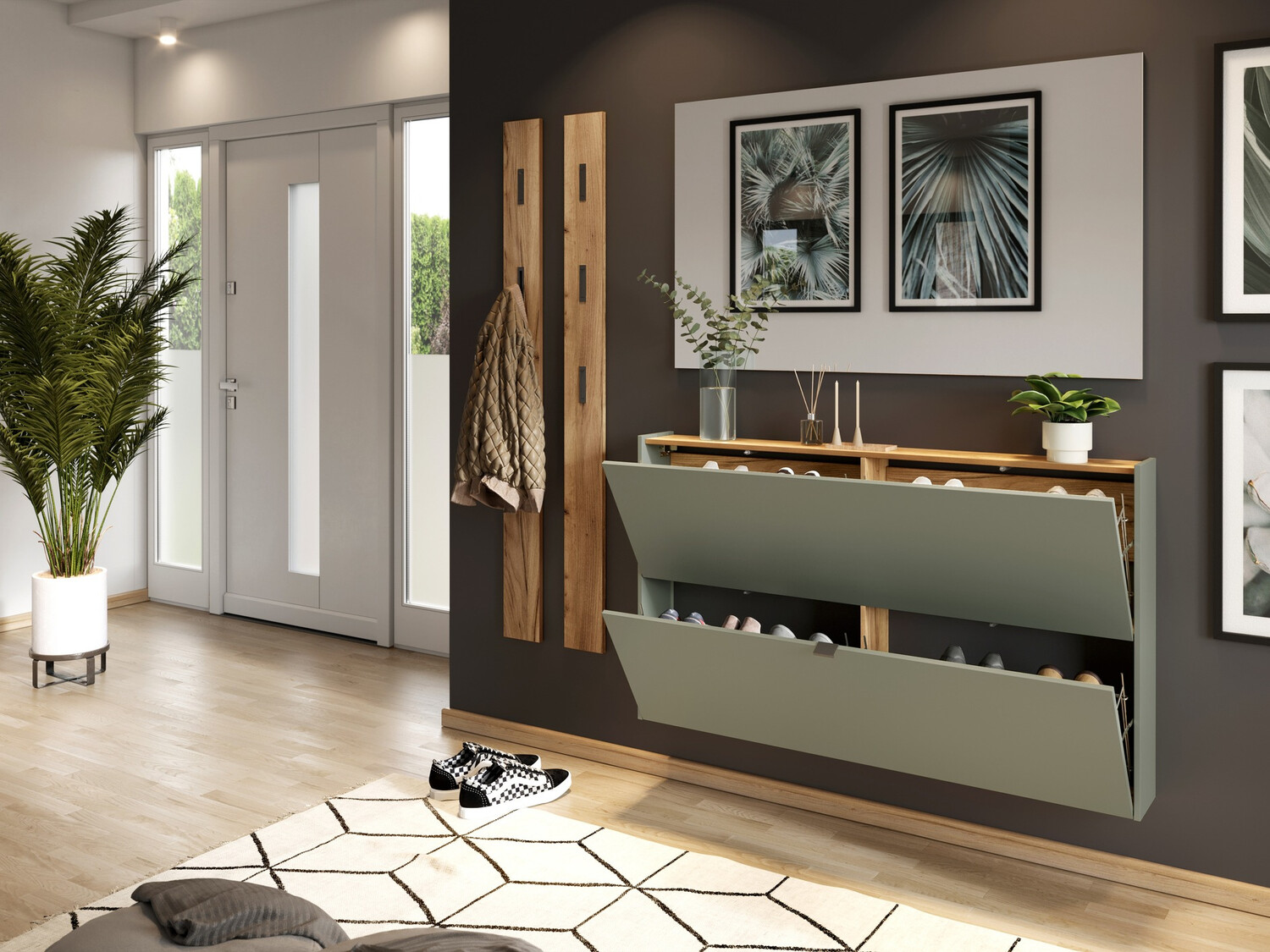 Sapateira Cirsale 108 (Verde empoeirado + Navarra carvalho)