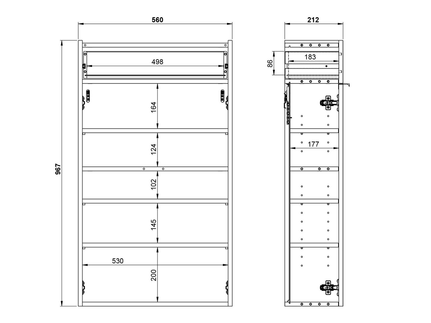 Conjunto para corredor Cirsale 104 (Grafite + Navarra carvalho)