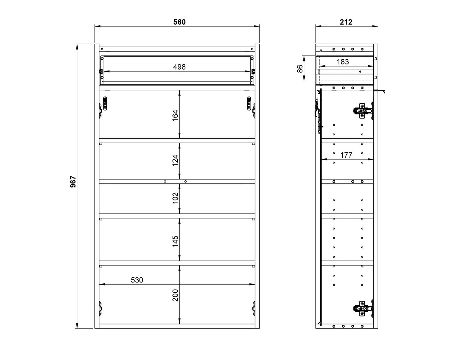 Conjunto para corredor Cirsale 104 (Grafite + Navarra carvalho)