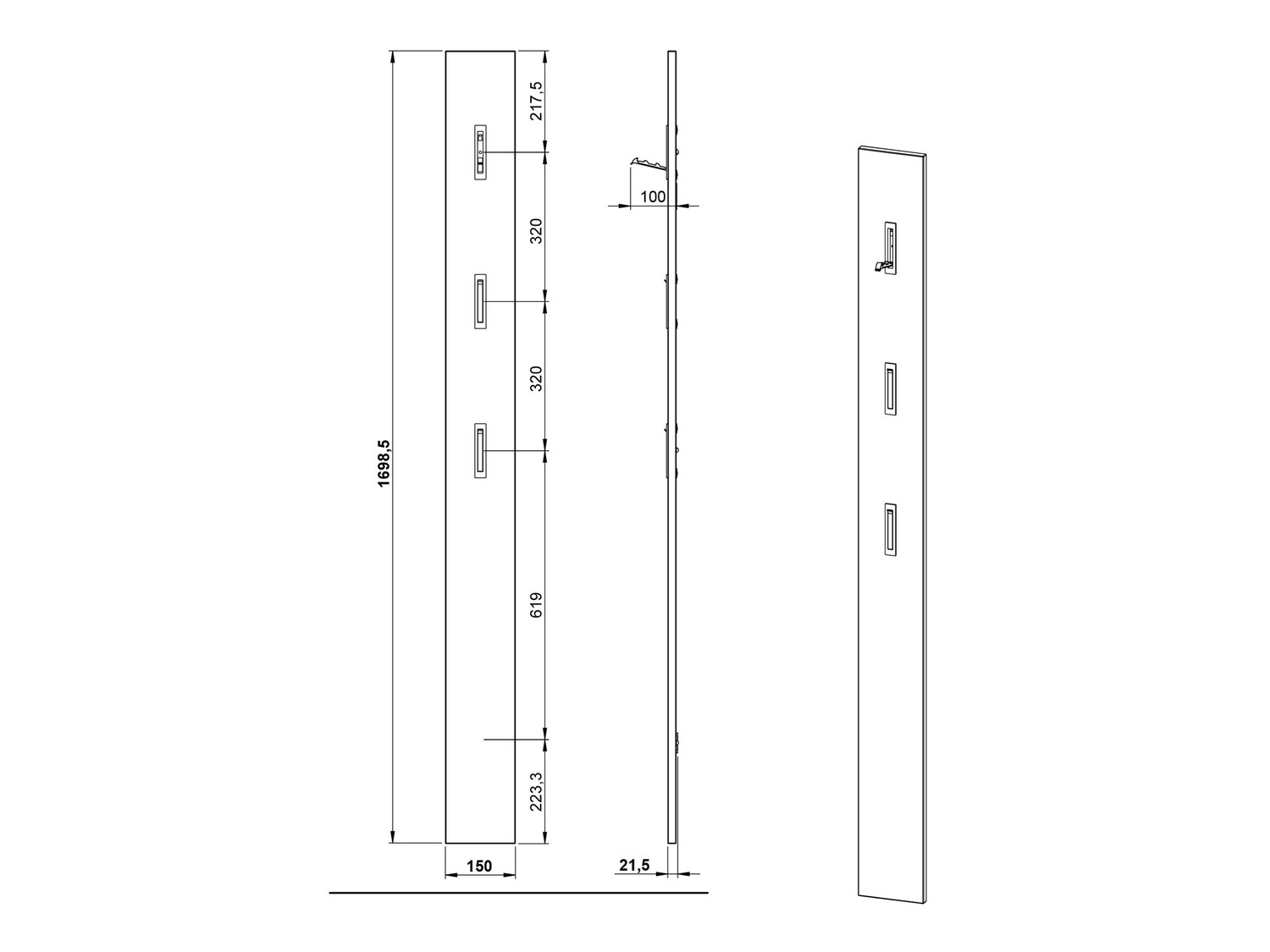 Conjunto para corredor Cirsale 104 (Grafite + Navarra carvalho)