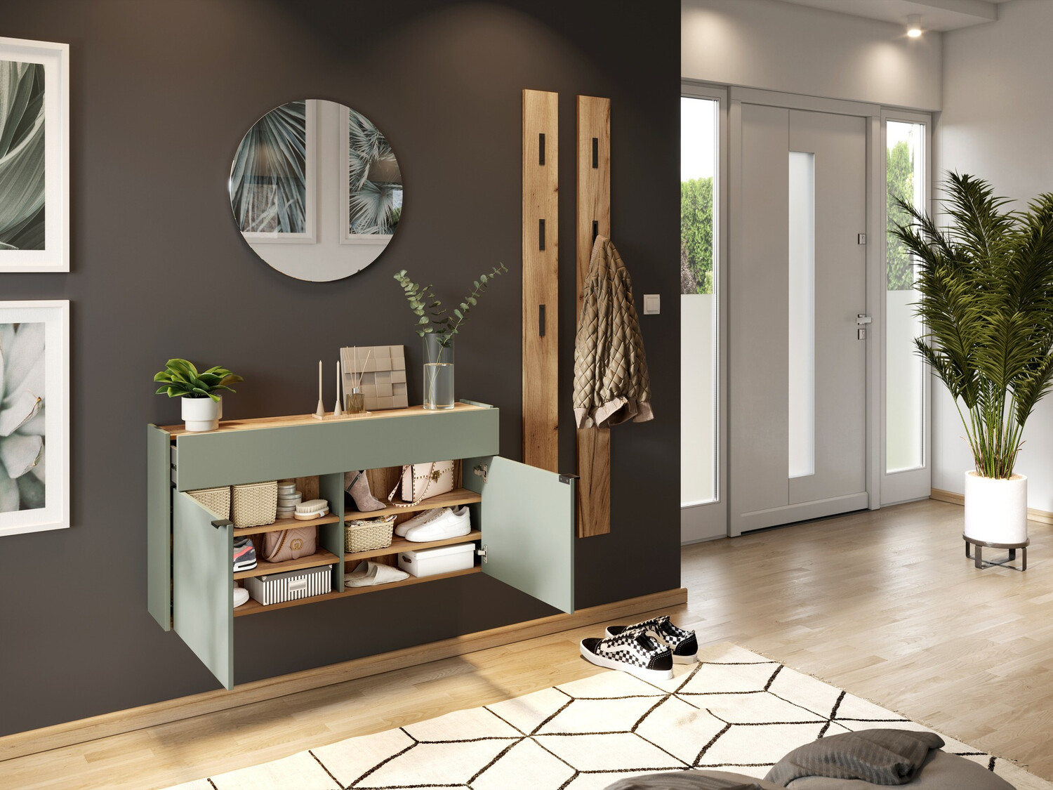 Conjunto para corredor Cirsale 106 (Verde empoeirado + Navarra carvalho)