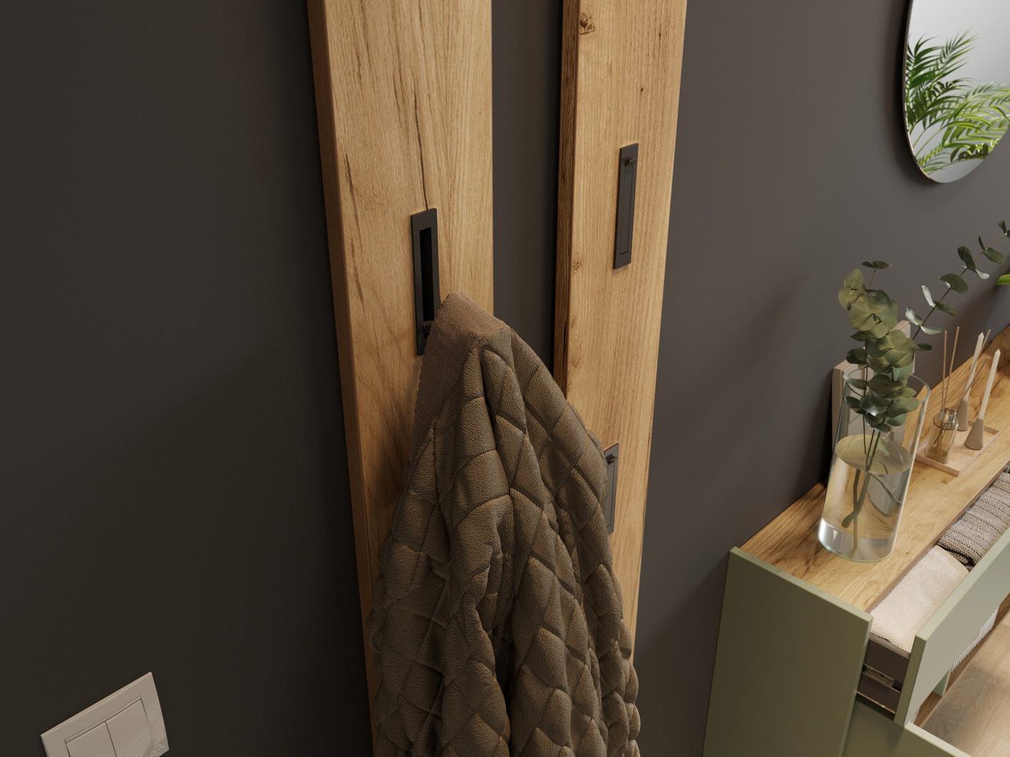 Conjunto para corredor Cirsale 106 (Verde empoeirado + Navarra carvalho)