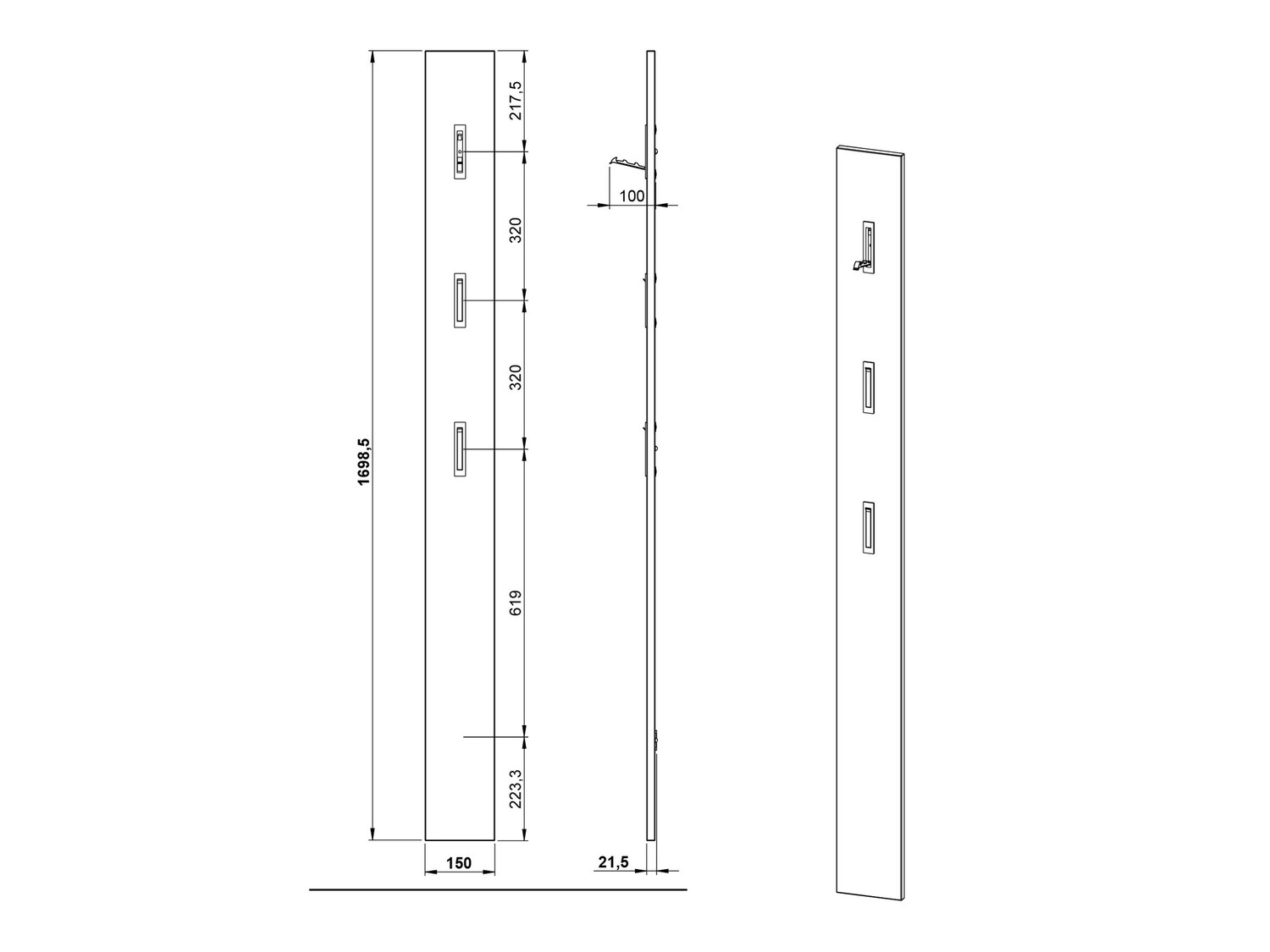 Conjunto para corredor Cirsale 109 (Grafite + Navarra carvalho)