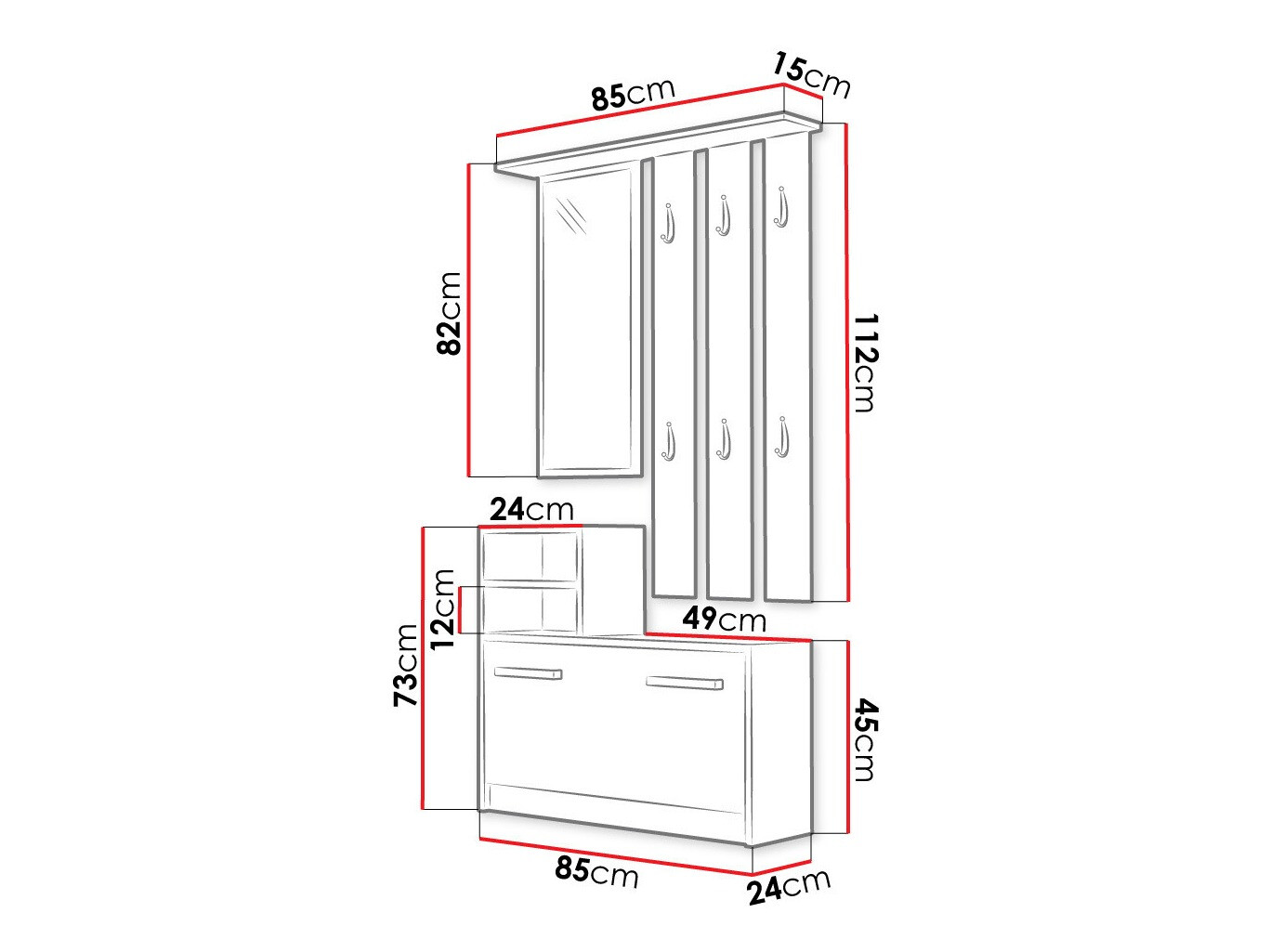 Conjunto para corredor Candum (Carvalho sonoma)