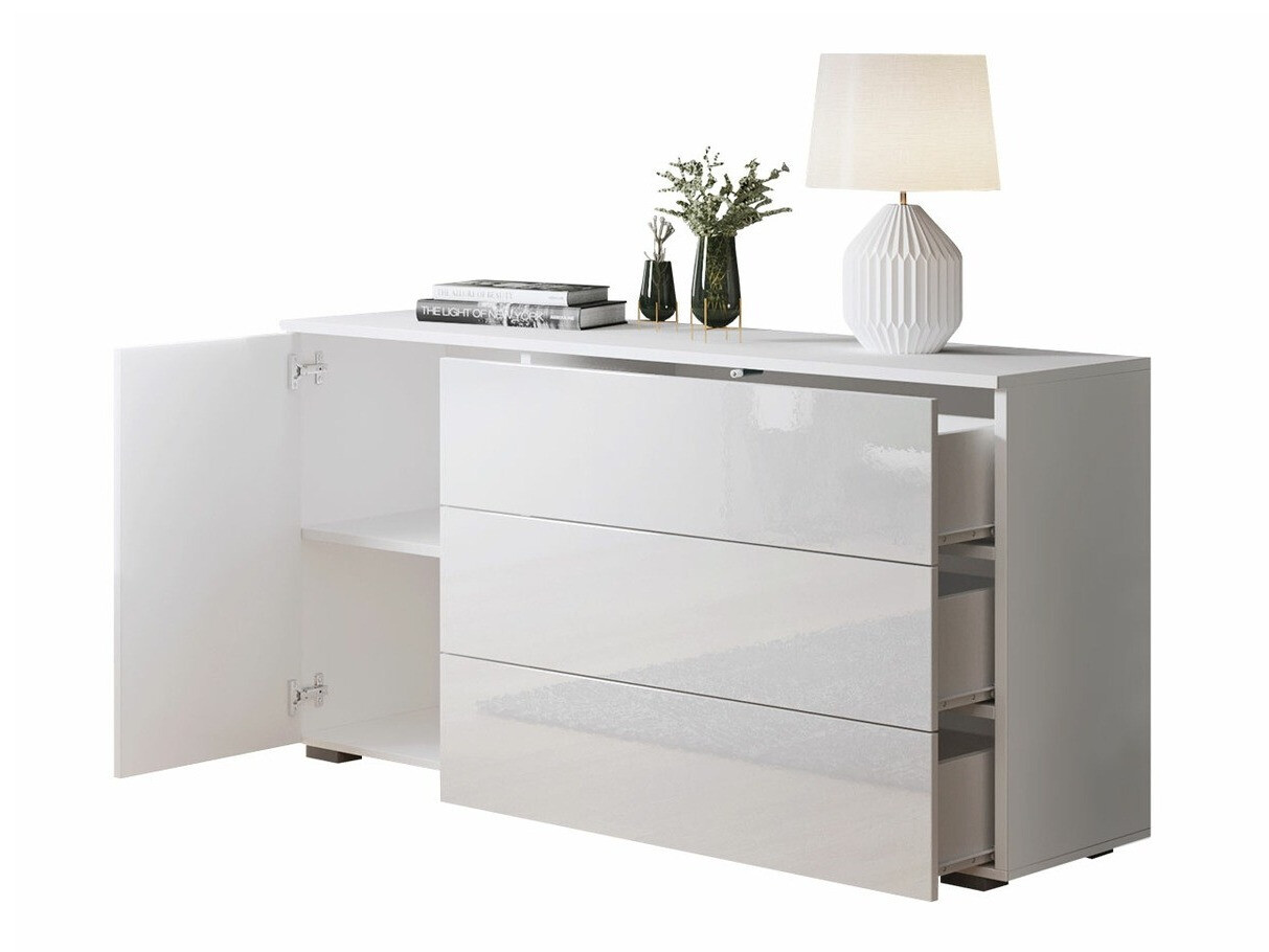 Cómoda Sarasota 128 (Cinzento escuro + Branco brilhante)