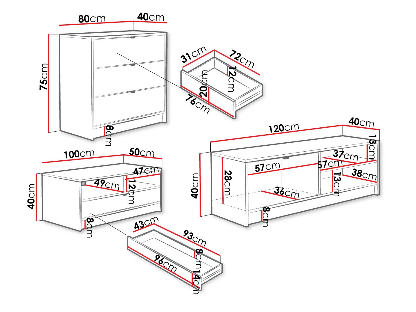 Conjunto para sala de estar Comfivo Larmire 108 (Branco)