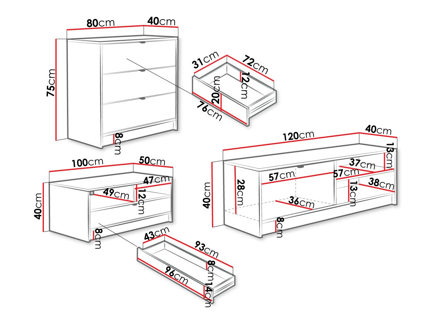 Conjunto para sala de estar Comfivo Larmire 108 (Preto)