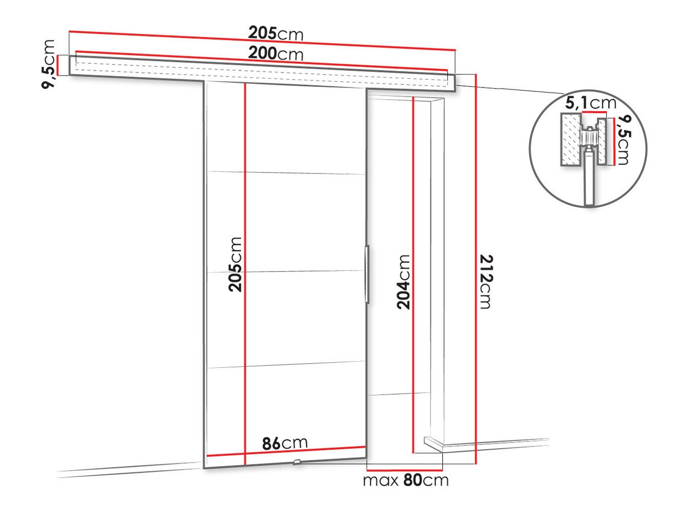 Porta de correr Dover 144 (Branco)