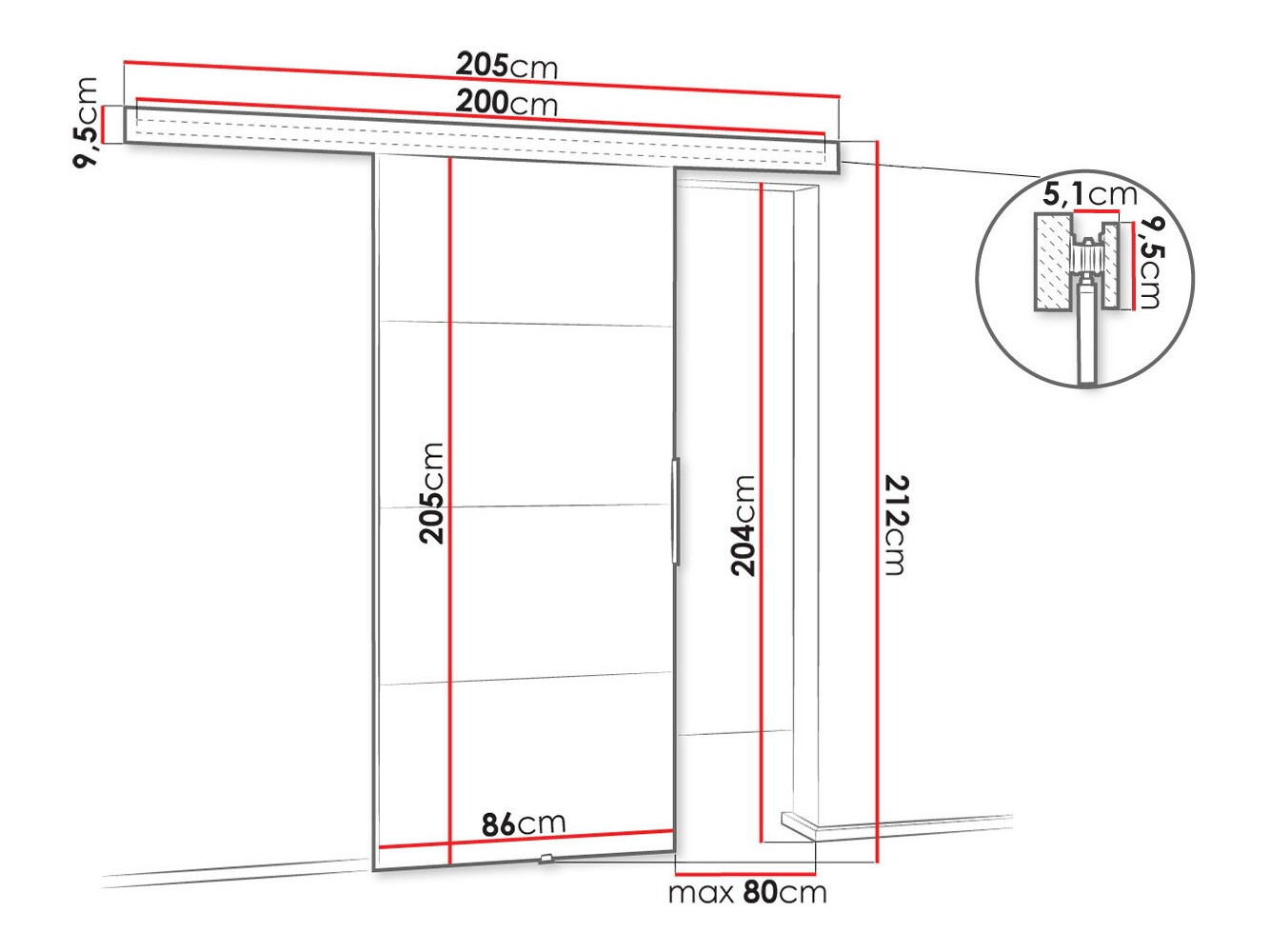 Porta de correr Dover 144 (Madeira de freixo escura)