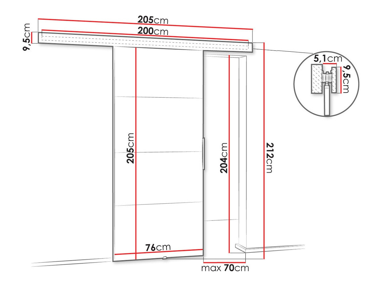 Porta de correr Dover 216 (Antracite)