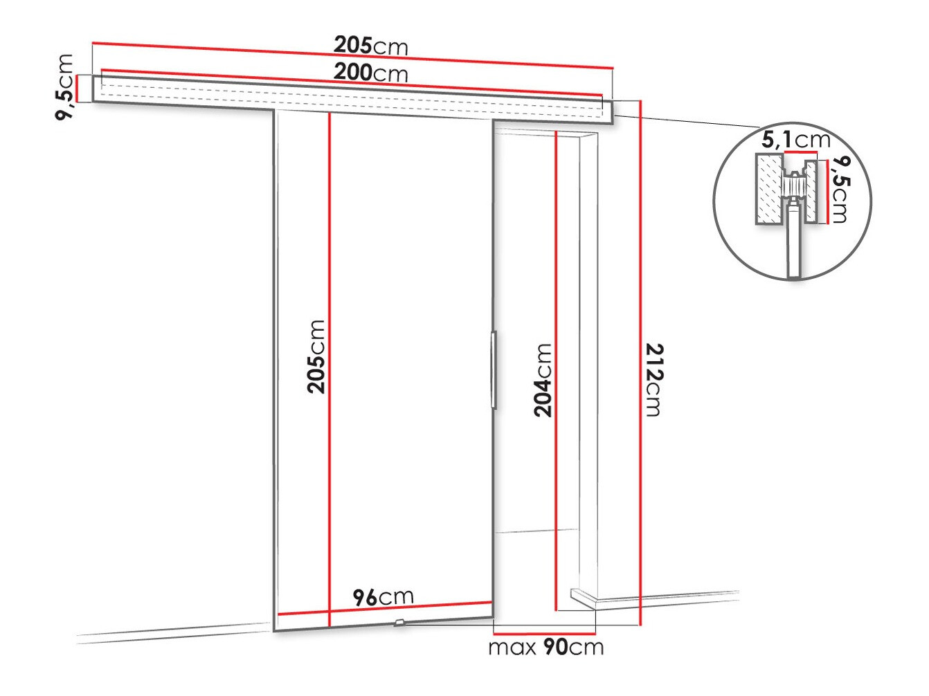 Porta de correr Dover 142 (Carvalho sonoma)