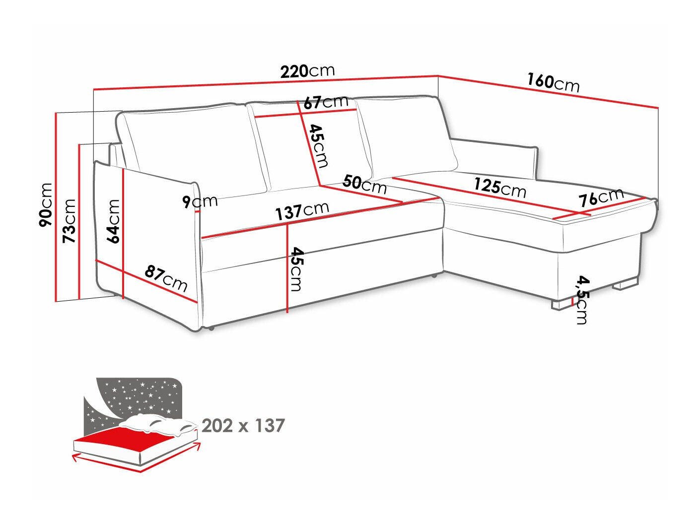 Sofá de canto Columbus 208 (Poso 100)