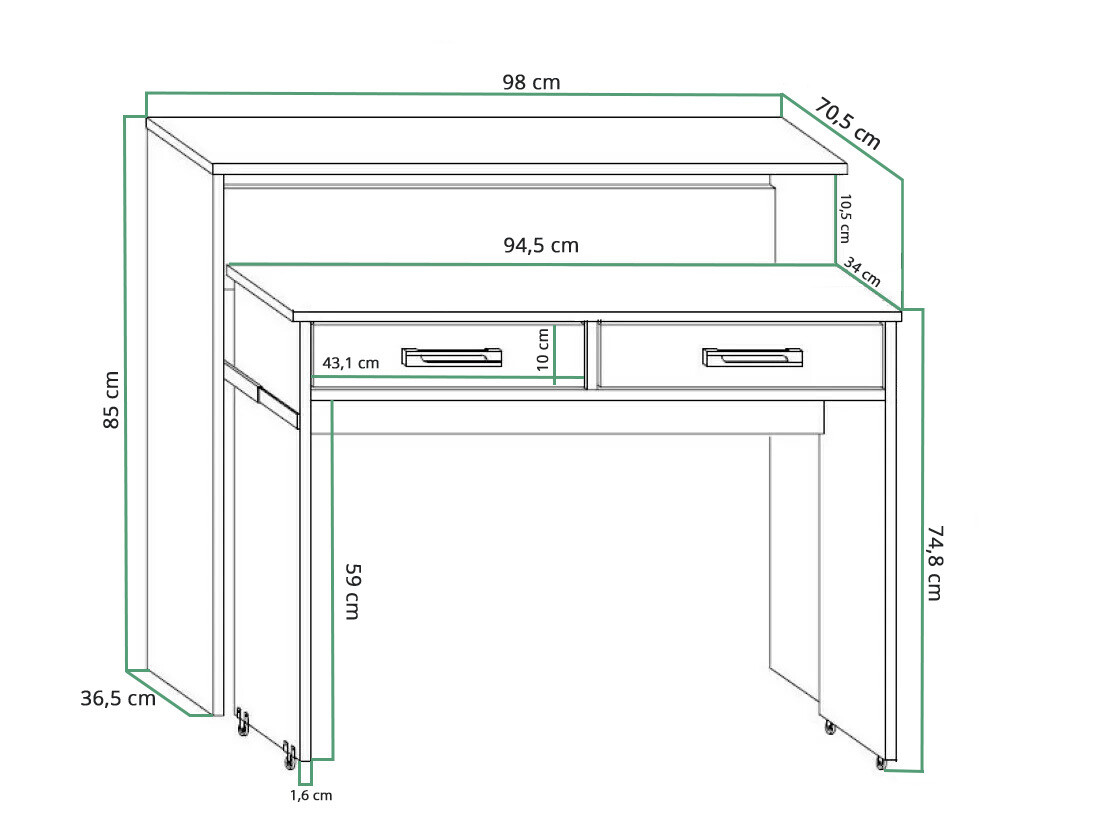 Secretária Gilroy 103 (Branco)